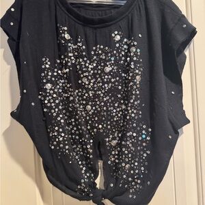 Free People Black and Silver Sequin Crop Top